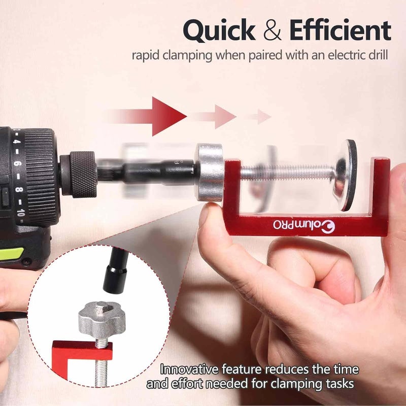 ColumPRO 2PCS Small C-Clamps 2 Inch, C Clamp for Woodworking, Welding and Construction, Features a 8mm Nob for Fastening with Electric Drill, Couch Clamps for Sectionals - Image 5